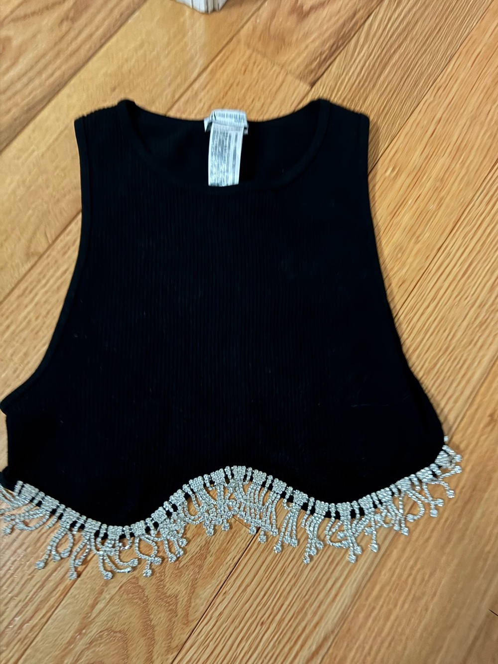 Zara Black Tank Top with Tag Detail